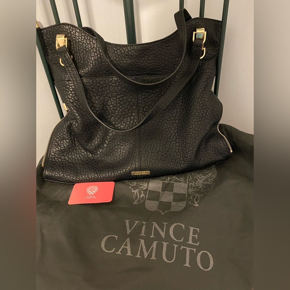 NEW Vince Camuto Black Leather Tote